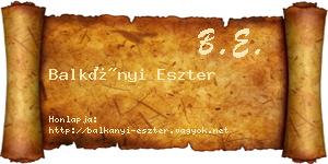 Balkányi Eszter névjegykártya
