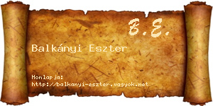 Balkányi Eszter névjegykártya